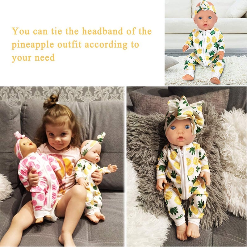 Ecore Fun 5 Sets 14-18 Inch Baby Doll Clothes and Headbands Outfits Pjs Baby Doll Accessories for 43cm New Born Dolls, 15 Inch Baby Dolls - Image 1